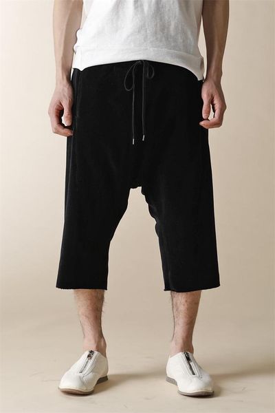men's pants casual capri plush fabric lace up spring and summer style loose large personality trend, Black
men's pants casual capri plush fabric lace up spring and summer style loose large personality trend, Black