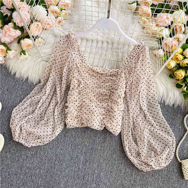 sweaters vintage square collar polka dot chiffon blouse puff long sleeve draped short female beige/black shirt spring autumn, White;black
sweaters vintage square collar polka dot chiffon blouse puff long sleeve draped short female beige/black shirt spring autumn, White;black