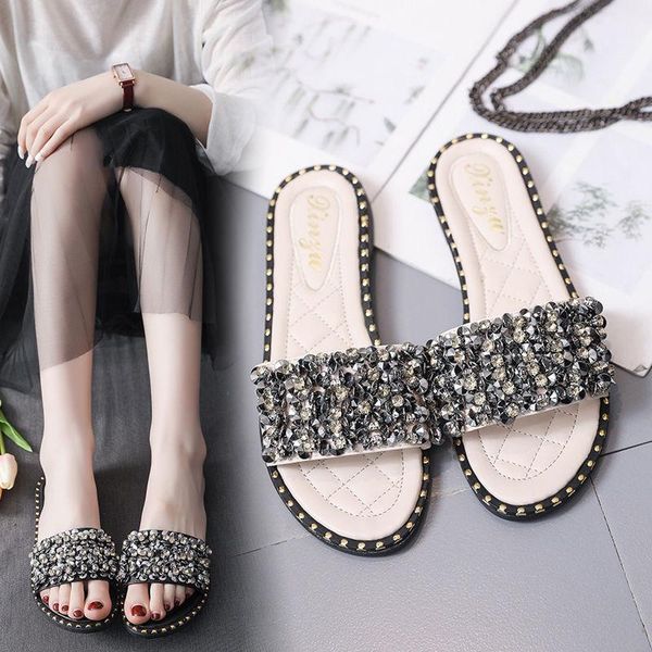 brand slippers women plus size 265mm rhinestone flat woman summer slides girls lovely style, Black
brand slippers women plus size 265mm rhinestone flat woman summer slides girls lovely style, Black