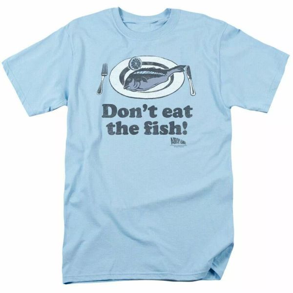 airplane dont eat the fish t shirt mens licensed classic movie light blue, White;black
airplane dont eat the fish t shirt mens licensed classic movie light blue, White;black