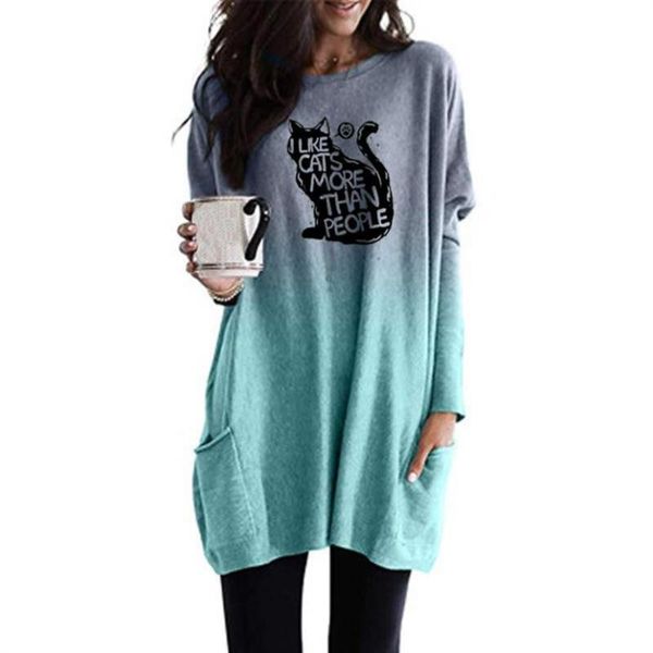 women's t-shirt fashion leisure cat graphic print long women gradient sleeve pocket harajuku kawaii plus size shirt, White
women's t-shirt fashion leisure cat graphic print long women gradient sleeve pocket harajuku kawaii plus size shirt, White