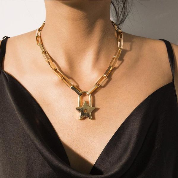 dvacaman fashion punk metal pentagram choker necklace for women big thick chain hollow pendant long necklaces jewelry party, Silver
dvacaman fashion punk metal pentagram choker necklace for women big thick chain hollow pendant long necklaces jewelry party, Silver