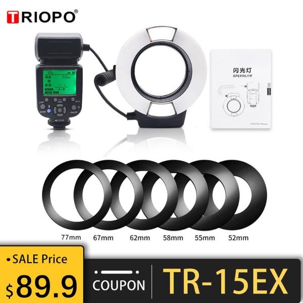 triopo tr-15ex slr ring flash 5500k manual, feb, multi, wireless slave unit function slave, s1, s2 for 5d 6d d3100 flashes
triopo tr-15ex slr ring flash 5500k manual, feb, multi, wireless slave unit function slave, s1, s2 for 5d 6d d3100 flashes
