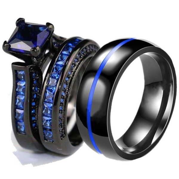 cluster rings romantic jewelry simple black stainless steel male ring delicate deep blue zircon female party confession couple, Golden;silver
cluster rings romantic jewelry simple black stainless steel male ring delicate deep blue zircon female party confession couple, Golden;silver