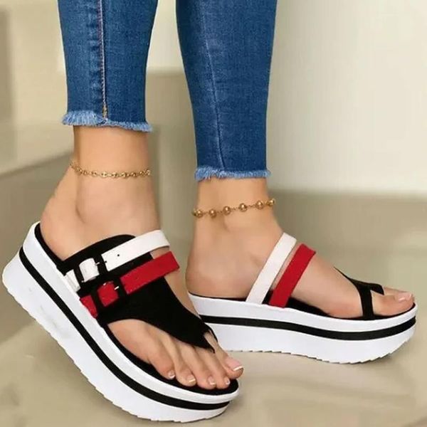 women slippers platform clip toe footwear ladies sandals buckle fashion casual plus size female beach flip flops 2021, Black
women slippers platform clip toe footwear ladies sandals buckle fashion casual plus size female beach flip flops 2021, Black