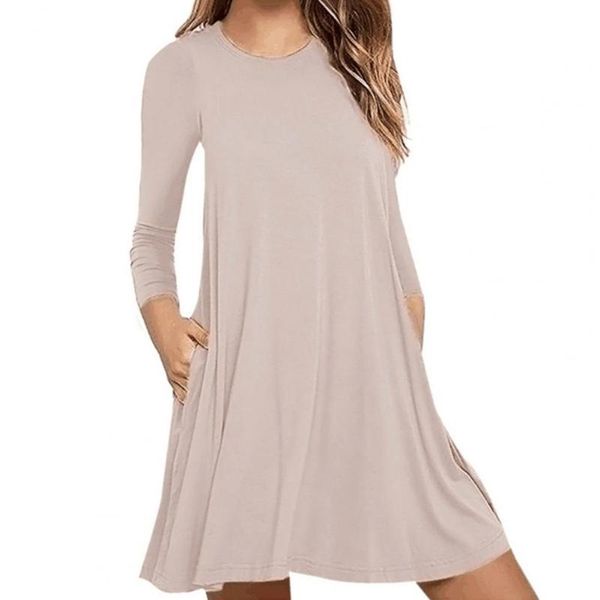 casual dresses 2021 beautiful round neck solid color mini dress skin-friendly women long sleeve pockets tunic streetwear for daily wear, Black;gray
casual dresses 2021 beautiful round neck solid color mini dress skin-friendly women long sleeve pockets tunic streetwear for daily wear, Black;gray