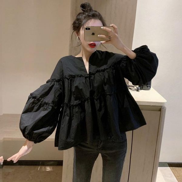 women's blouses & shirts japanese sweet style black loose blouse women clothes fashion puff sleeve kawaii baby spring autumn ladies 20, White
women's blouses & shirts japanese sweet style black loose blouse women clothes fashion puff sleeve kawaii baby spring autumn ladies 20, White