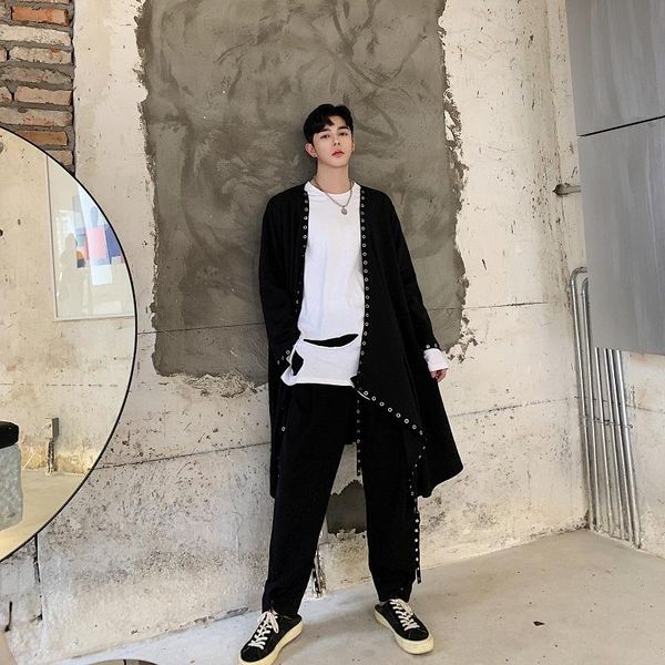 men's trench coats men ribbon rivet loose irregular long cardigan windbreaker coat male japan streetwear punk gothic jacket outerwear, Tan;black
men's trench coats men ribbon rivet loose irregular long cardigan windbreaker coat male japan streetwear punk gothic jacket outerwear, Tan;black