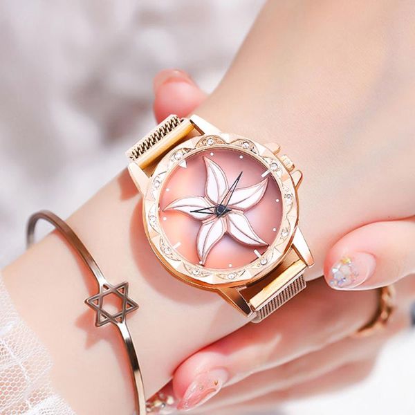 wristwatches womens rose gold mesh magnet buckle star quartz watch milan with brand geometric surface pentagram pattern clock, Slivery;brown
wristwatches womens rose gold mesh magnet buckle star quartz watch milan with brand geometric surface pentagram pattern clock, Slivery;brown