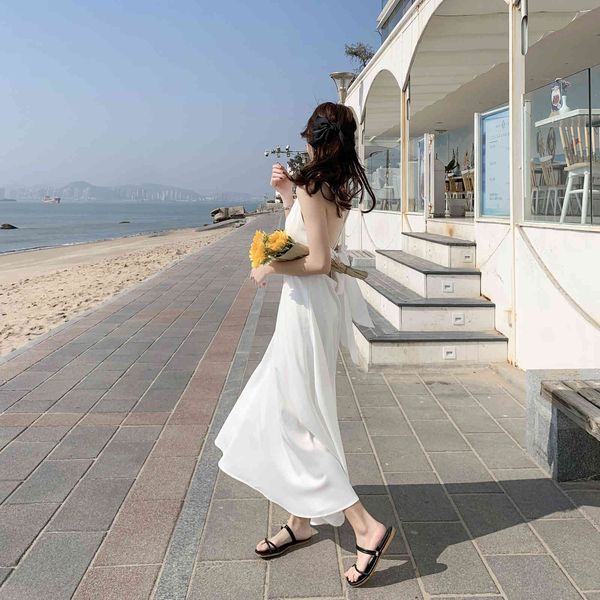 factorys636 leaky niche fairyland french beach suspender skirt white back dress women's summer seaside holiday, White;black
factorys636 leaky niche fairyland french beach suspender skirt white back dress women's summer seaside holiday, White;black