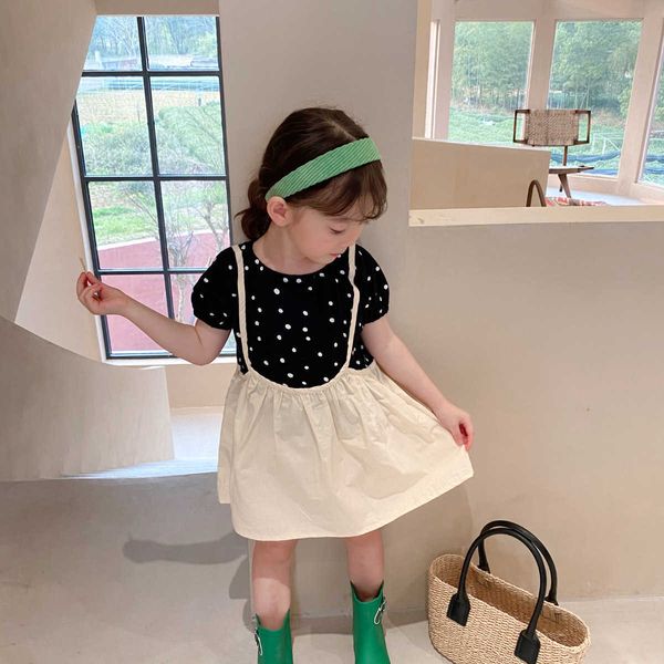 korean style cotton dot patchwork short sleeve dress for girls summer fake two pieces casual dresses clothing 210615, Red;yellow
korean style cotton dot patchwork short sleeve dress for girls summer fake two pieces casual dresses clothing 210615, Red;yellow