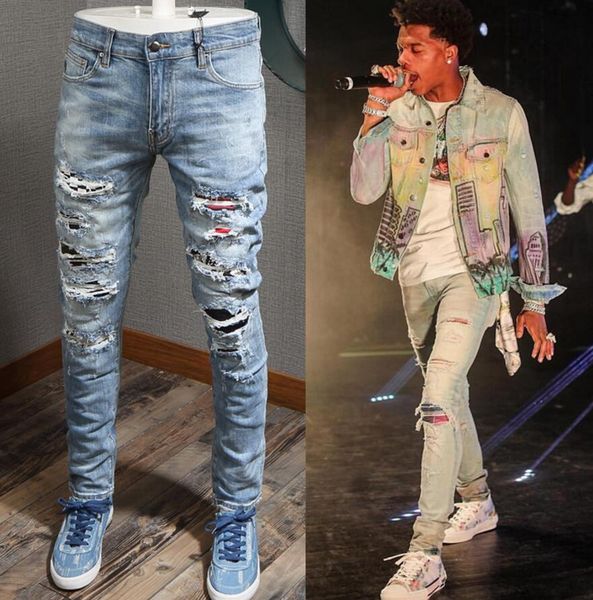 patches detail biker fit jeans men slim motorcycle mens vintage distressed denim jean pants, Blue
patches detail biker fit jeans men slim motorcycle mens vintage distressed denim jean pants, Blue