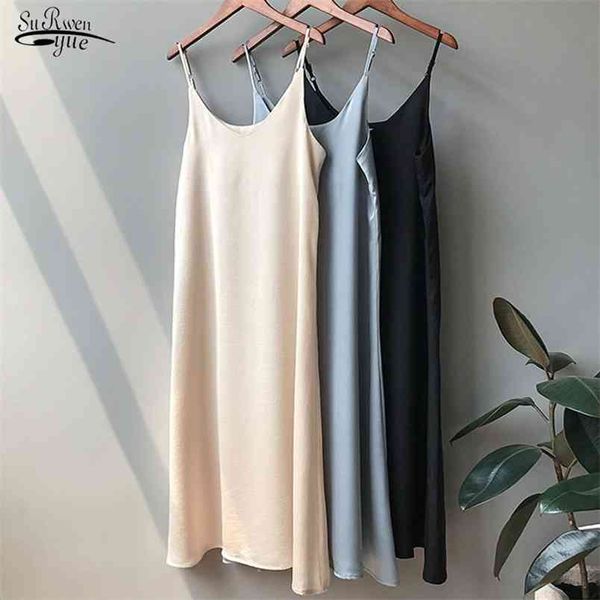 autumn summer casual women dress solid satin camisole elastic female elegant es camis korean style 9768 210421, White;black
autumn summer casual women dress solid satin camisole elastic female elegant es camis korean style 9768 210421, White;black