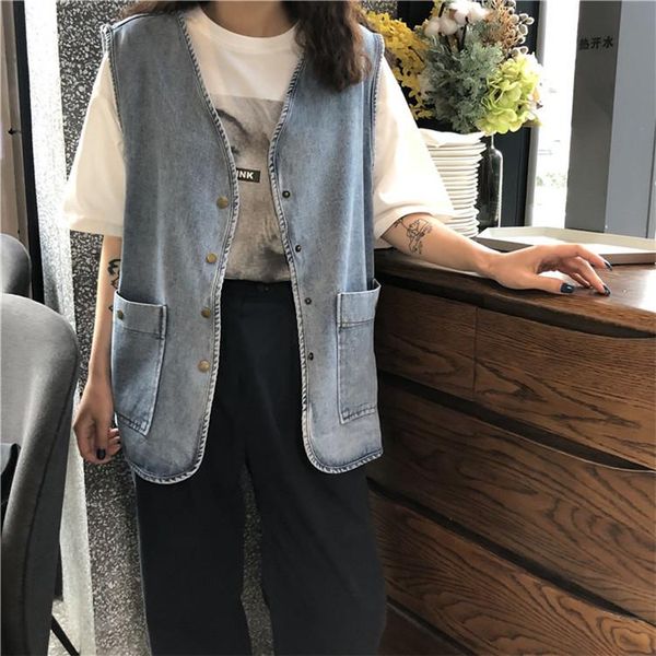 women's vests vintage style vest for women sleeveless single breasted pockets v-neck button solid clothing female simple blue coats, Black;white
women's vests vintage style vest for women sleeveless single breasted pockets v-neck button solid clothing female simple blue coats, Black;white