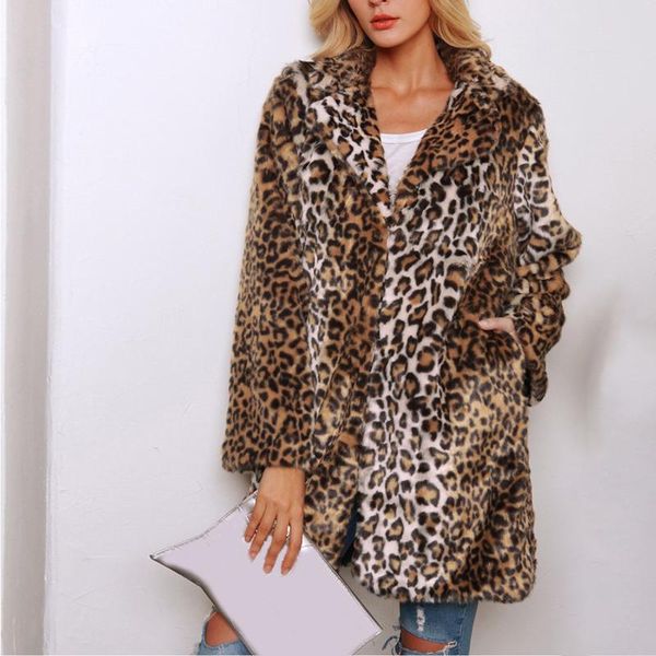 women's wool & blends fashion long sleeve leopard printed faux-fur fuzzy warm winter loose jacket cardigan coat outwear chaqueta mujer, Black
women's wool & blends fashion long sleeve leopard printed faux-fur fuzzy warm winter loose jacket cardigan coat outwear chaqueta mujer, Black