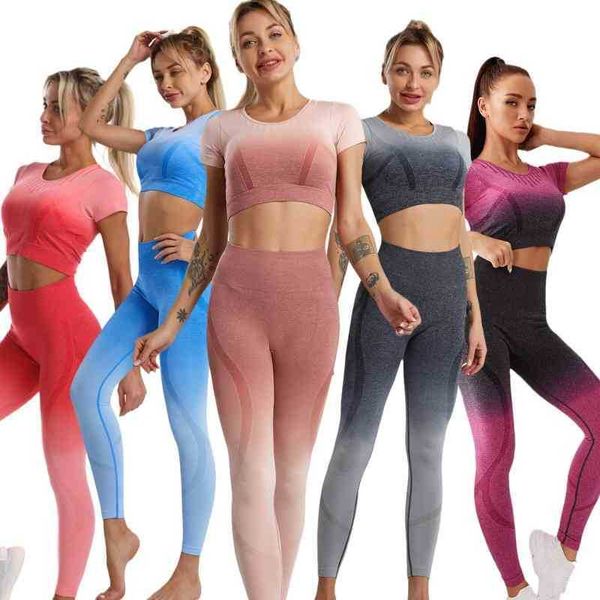 gradual change hanging dyeing seamless yoga women's tight mesh sports quick drying short sleeve fitness suit, Black
gradual change hanging dyeing seamless yoga women's tight mesh sports quick drying short sleeve fitness suit, Black