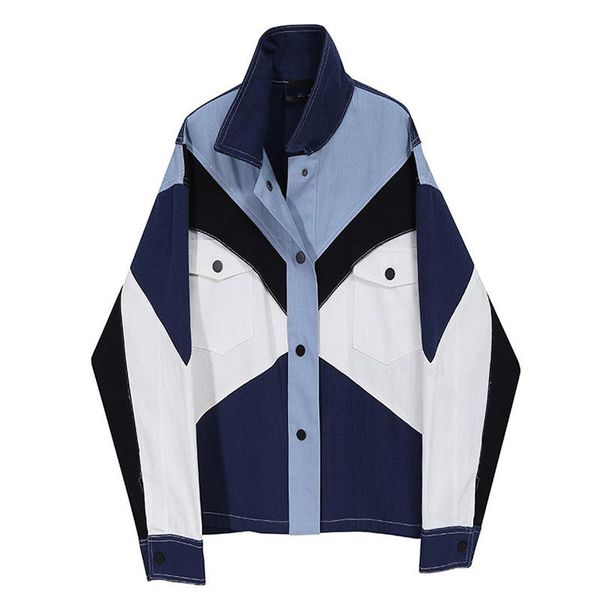 women's jackets loose fit blue conrtast color big size denim jacket lapel long sleeve women coat fashion spring autumn 2021 1db903, Black;brown
women's jackets loose fit blue conrtast color big size denim jacket lapel long sleeve women coat fashion spring autumn 2021 1db903, Black;brown