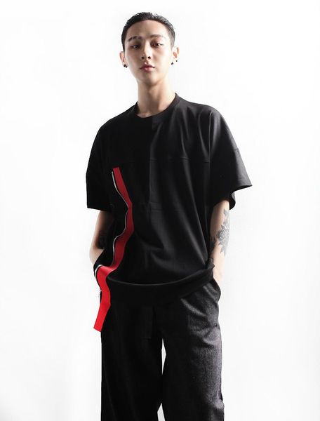 men's t-shirts summer casual t-shirt fashion versatile red ribbon zipper short sleeve loose large size top, White;black
men's t-shirts summer casual t-shirt fashion versatile red ribbon zipper short sleeve loose large size top, White;black