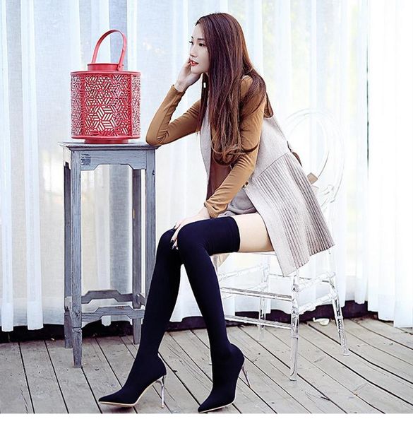 boots stockings stretch fashion pointed toe high thin heel women's winter autumn over knee club elegent shoes, Black
boots stockings stretch fashion pointed toe high thin heel women's winter autumn over knee club elegent shoes, Black
