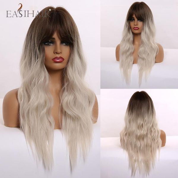 long ombre dark platinum blonde body wave synthetic wigs with bangs heat resistant cosplay for blcak/white women1, Black
long ombre dark platinum blonde body wave synthetic wigs with bangs heat resistant cosplay for blcak/white women1, Black