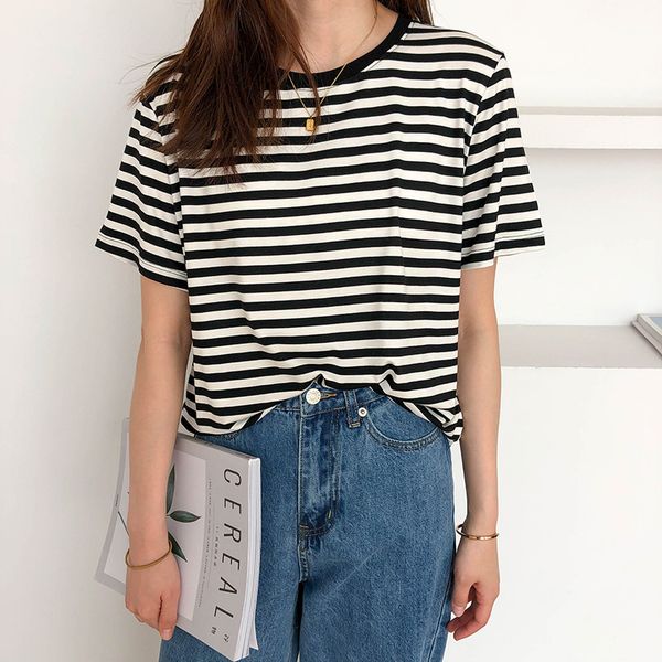women's t-shirt basic modal stripe woman t-shirts o neck loose oversize summer casual 92uv, White
women's t-shirt basic modal stripe woman t-shirts o neck loose oversize summer casual 92uv, White