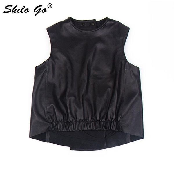 women's vests shilo go leather vest womens autumn fashion sheepskin genuine o neck back single button concise pullover, Black;white
women's vests shilo go leather vest womens autumn fashion sheepskin genuine o neck back single button concise pullover, Black;white