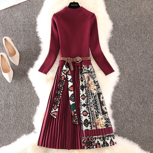 elegant knitted patchwork pleated midi dress autumn winter fashion women long sleeve ethnic retro print 40i 210420, Black;gray
elegant knitted patchwork pleated midi dress autumn winter fashion women long sleeve ethnic retro print 40i 210420, Black;gray