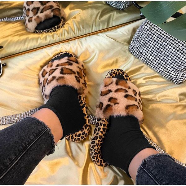 women's slippers faux fur fashion leopard ladies flats shoes spring furry warm plush casual footwear peep toe home 2021, Black
women's slippers faux fur fashion leopard ladies flats shoes spring furry warm plush casual footwear peep toe home 2021, Black