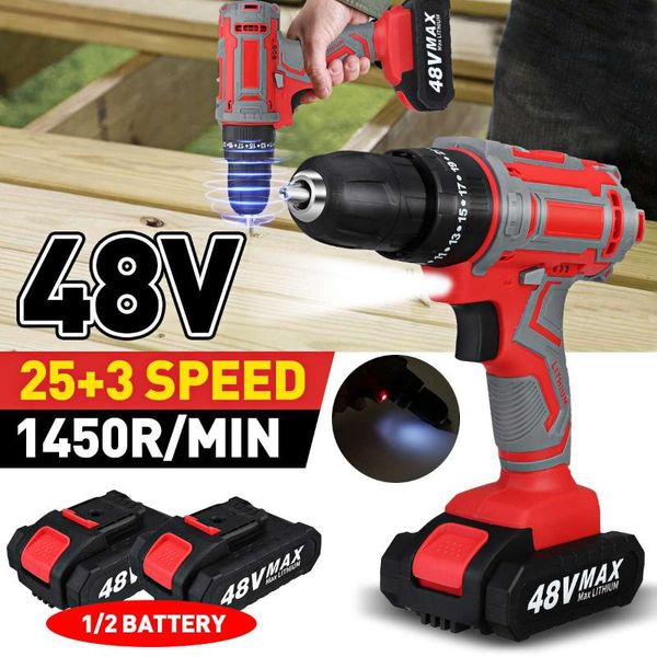 professiona electric drills 48v 25+3 torque cordless drill driver screwdriver impact with 2 rechargeable lithium-ion battery
professiona electric drills 48v 25+3 torque cordless drill driver screwdriver impact with 2 rechargeable lithium-ion battery