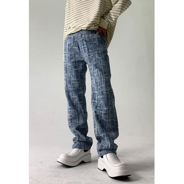 men's jeans man korean fashion straight trousers elastic waist streetwear vintage loose casual washed retrodad denim pants, Blue
men's jeans man korean fashion straight trousers elastic waist streetwear vintage loose casual washed retrodad denim pants, Blue