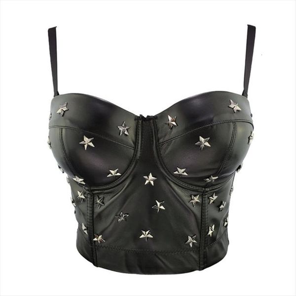 pu leather star women tanks decor black beading crop solid camis with built in push up bustier, White
pu leather star women tanks decor black beading crop solid camis with built in push up bustier, White