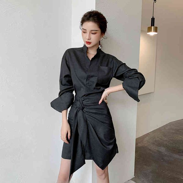 llzacoosh fashion lady black spring autumn women elegant v neck asymmetical slim midi shirt dress vestidos 210514, Black;gray
llzacoosh fashion lady black spring autumn women elegant v neck asymmetical slim midi shirt dress vestidos 210514, Black;gray