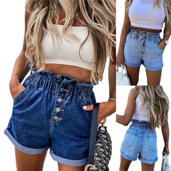 women's shorts short female waist high jeans with ruffles, women's shorts summer elastic sgoo, White;black
women's shorts short female waist high jeans with ruffles, women's shorts summer elastic sgoo, White;black