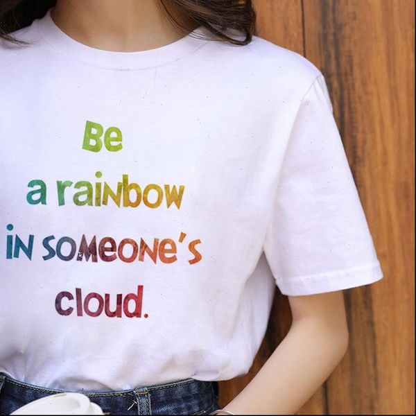arrival rainbow harajuku kawaii women t shirt funny letters print graphic korean style, White
arrival rainbow harajuku kawaii women t shirt funny letters print graphic korean style, White