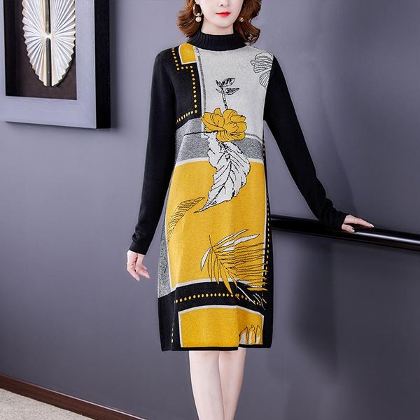 casual dresses loose knitting dress women autumn winter half turtleneck vintage print sweater pullover bottoming female vestidos, Black;gray
casual dresses loose knitting dress women autumn winter half turtleneck vintage print sweater pullover bottoming female vestidos, Black;gray