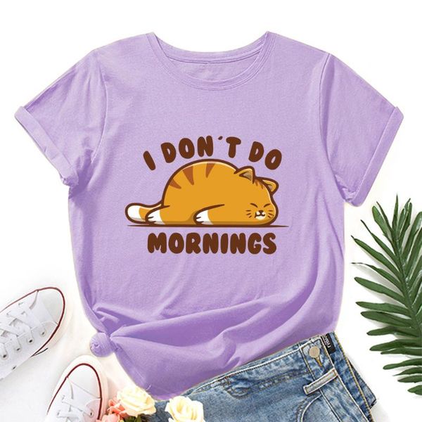 women's t-shirt i don't do mornings funny cat shirts weekend graphic women short sleeve cotton summer t-shirts female tee shirt, White
women's t-shirt i don't do mornings funny cat shirts weekend graphic women short sleeve cotton summer t-shirts female tee shirt, White