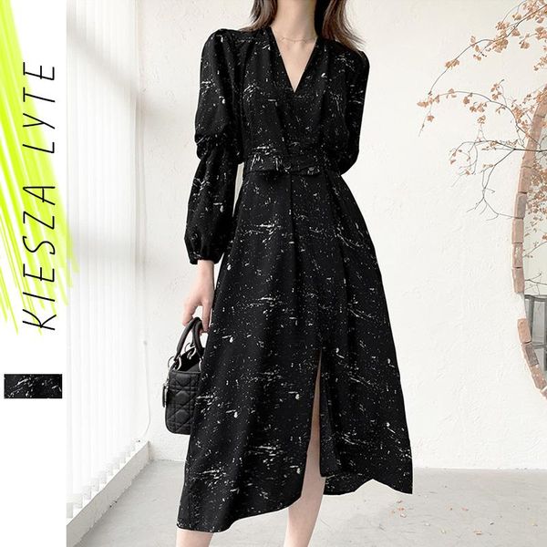 casual dresses women chiffon dress 2021 spring summer french style black printed bubble sleeve vestidos mujer female, Black;gray
casual dresses women chiffon dress 2021 spring summer french style black printed bubble sleeve vestidos mujer female, Black;gray