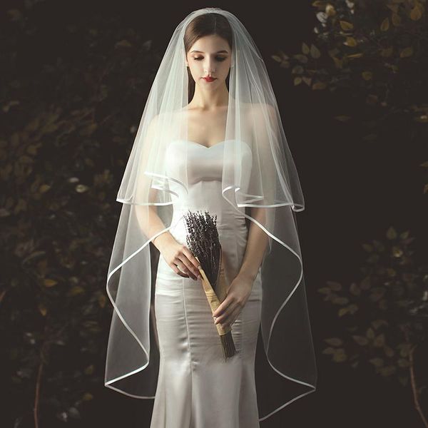 elegant bridal veils bride veil fingertip length two-layer simple handmade noble tulle ribbon edge wedding veil headwear comb266r, Black
elegant bridal veils bride veil fingertip length two-layer simple handmade noble tulle ribbon edge wedding veil headwear comb266r, Black