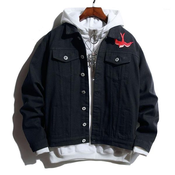 men's jackets spring and autumn black denim jacket large size loose self-cultivation retro youth long coat trend, Black;brown
men's jackets spring and autumn black denim jacket large size loose self-cultivation retro youth long coat trend, Black;brown