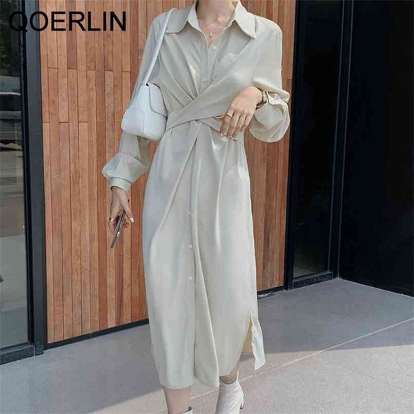 french temperament high waist slim criss-cross shirt dress women turn-down collar single-breasted long vestidos mujer 210601, Black;gray
french temperament high waist slim criss-cross shirt dress women turn-down collar single-breasted long vestidos mujer 210601, Black;gray