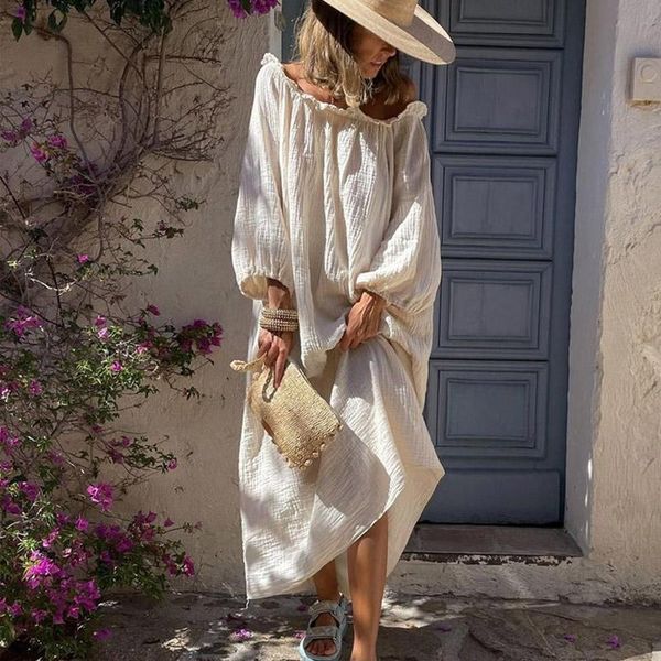 casual dresses autumn elegant vintage lantern long sleeve leisure women solid loose dress female fashion ruffle maxi beach, Black;gray
casual dresses autumn elegant vintage lantern long sleeve leisure women solid loose dress female fashion ruffle maxi beach, Black;gray