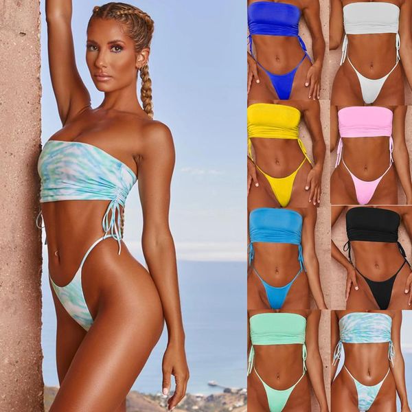 women's swimwear hirigin women bikini set pure color strapless swimming suit 2021 push up padded bathing thong biquini, White;black
women's swimwear hirigin women bikini set pure color strapless swimming suit 2021 push up padded bathing thong biquini, White;black