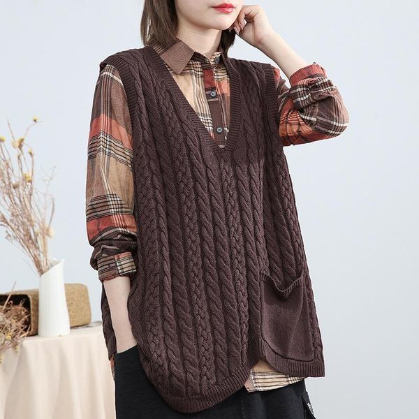 women's sweaters cotton twist knit vest female solid color jumpers loose pullover sleeveless v-neck sweater clothing, White;black
women's sweaters cotton twist knit vest female solid color jumpers loose pullover sleeveless v-neck sweater clothing, White;black