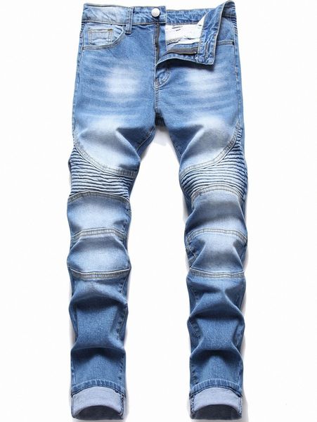 men stitching bleach wash jeans x0oq#, Blue