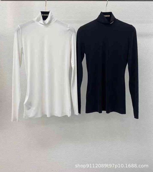 p's spring triangular label shows thin stand collar long sleeve bottomed shirt with foreign style half high female, White
p's spring triangular label shows thin stand collar long sleeve bottomed shirt with foreign style half high female, White