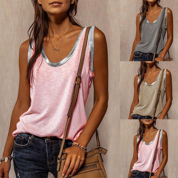 women's tanks & camis 2021 summer contrast stitching women tank o neck sleeveless shirt elegant clothes loose vest street, White
women's tanks & camis 2021 summer contrast stitching women tank o neck sleeveless shirt elegant clothes loose vest street, White