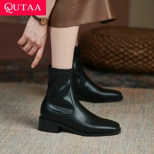 boots qutaa 2021 microfiber autumn winter women shoes round toe square med heel socks ankle short size 34-43, Black
boots qutaa 2021 microfiber autumn winter women shoes round toe square med heel socks ankle short size 34-43, Black