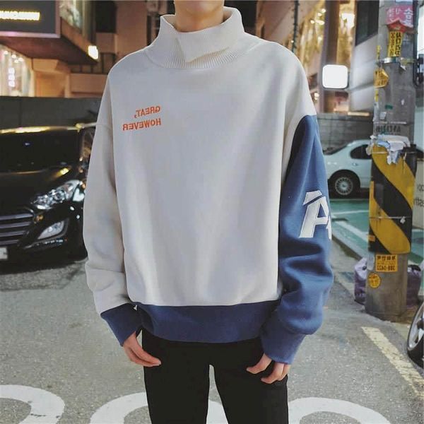 men's hoodies & sweatshirts male sweatshirt with irregular high collar, plus korean velvet style, trend, students, loose contrast color, Black
men's hoodies & sweatshirts male sweatshirt with irregular high collar, plus korean velvet style, trend, students, loose contrast color, Black