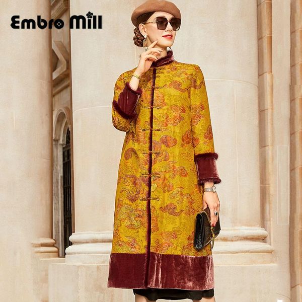 women's trench coats autumn and winter high-end elegant silk stitching fur collar mid-length single-breasted loose yellow flower coat, Tan;black
women's trench coats autumn and winter high-end elegant silk stitching fur collar mid-length single-breasted loose yellow flower coat, Tan;black