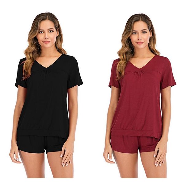 women's shorts 2set modal home service pajamas suits summer simple short-sleeved two-piece lounge set xl black/red, White;black
women's shorts 2set modal home service pajamas suits summer simple short-sleeved two-piece lounge set xl black/red, White;black